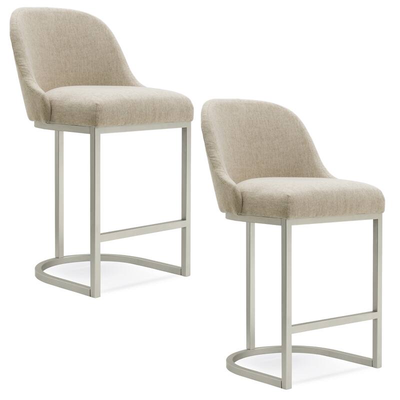 Leick Home Upholstered Barrelback Counter Stool with Metal Base