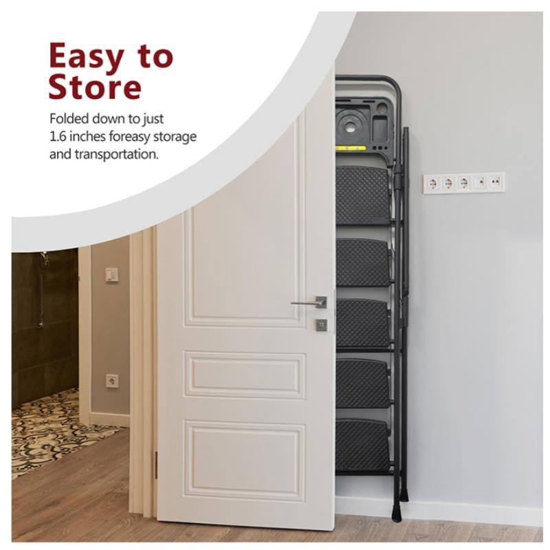 Anmytek Heavy Duty 5 Step Folding Step Ladder with Built In Tool Tray Non Slip Steps 330 Pound Capacity for Home Improvement