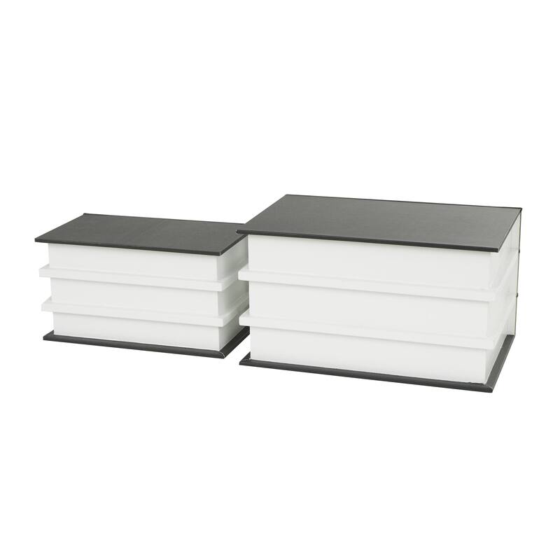 Canvas Decorative Box with White Explore, Dream, Discover Text - Set of 2 Black - Roche River Decor