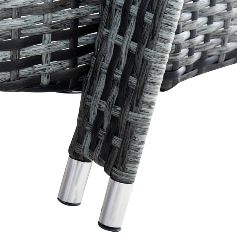 5-Piece Outdoor Patio Furniture Set PE Rattan Chairs Stool and Coffee Table with Cushions for Garden Balcony Porch