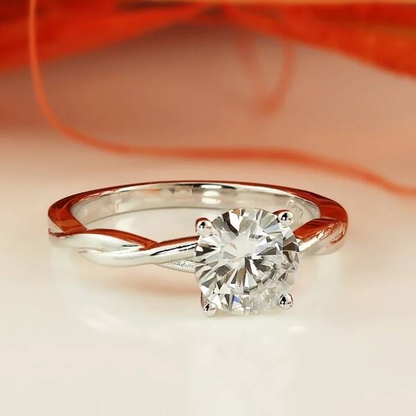 slide 1 of 15, Auriya 14k Gold Twisted 1ctw Solitaire Moissanite Engagement Ring