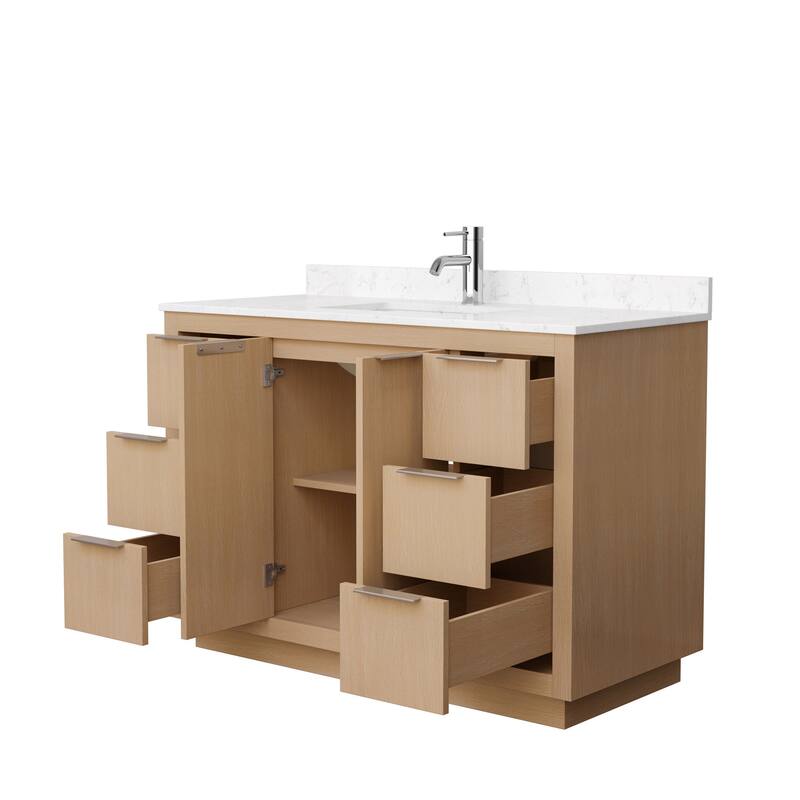 Maroni 48-Inch Light Straw Single Vanity, Cultured Marble Top