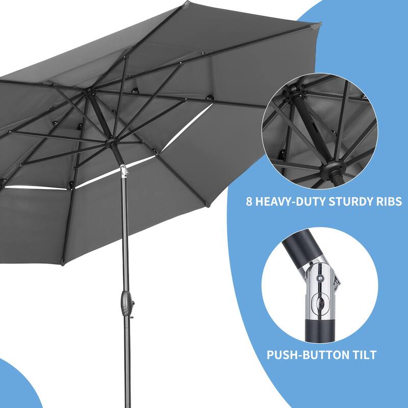 Ainfox 10ft Patio Umbrella 3-tier Outdoor Umbrella with Base