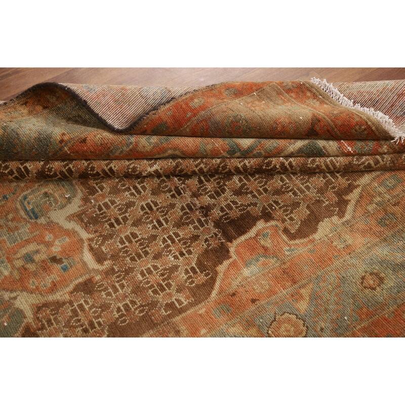 Brown Sarab Persian Vintage Area Rug Hand-Knotted Wool Carpet - 4'11"x 10'10"
