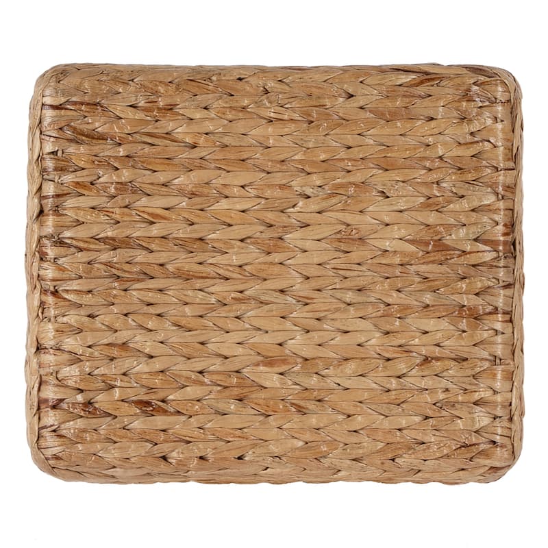 Robias 24.5" Rectangular Rattan and Water Hyacinth Counter Stool