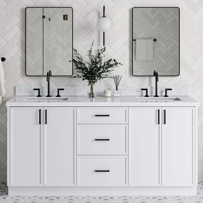 Ariel K73DCWRVO Kelly 73" Free Standing Double Basin Vanity Set with - White