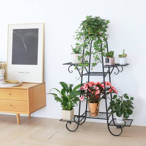 6 Tier Metal Shelves Flower Pot Plant Stand Display Indoor Outdoor - L