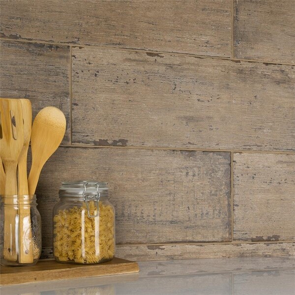 SomerTile 8.25x23.5-inch Lambris Terra Porcelain Floor and Wall Tile (8 tiles/11.22 sqft.). Opens flyout.