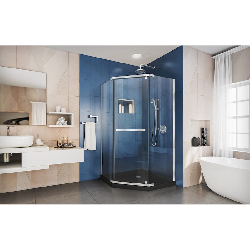 DreamLine Prism 36 in. x 36 in. x 74 3/4 in. H Pivot Shower Enclosure and Shower Base Kit - 36" x 36" - 36" x 36"
