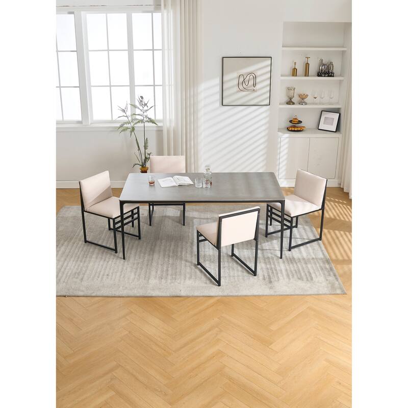 Modern Dining Chairs Simple Dining Chairs with Upholstered Linen Cushions and Backrest, for Dining Room, 2-Piece Set