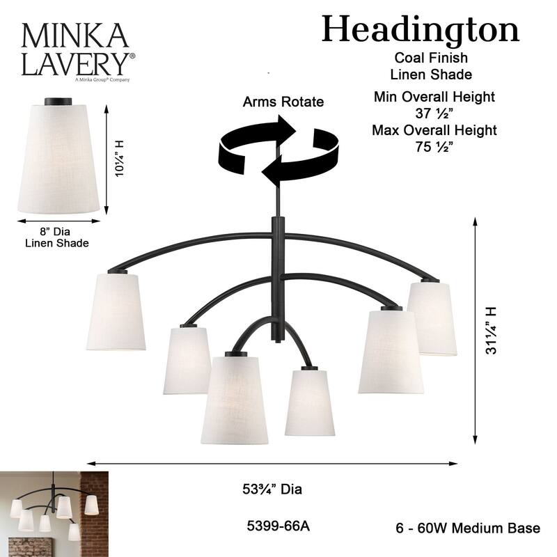 Minka Lavery 5399 Headington 6 Light 54" Wide Chandelier