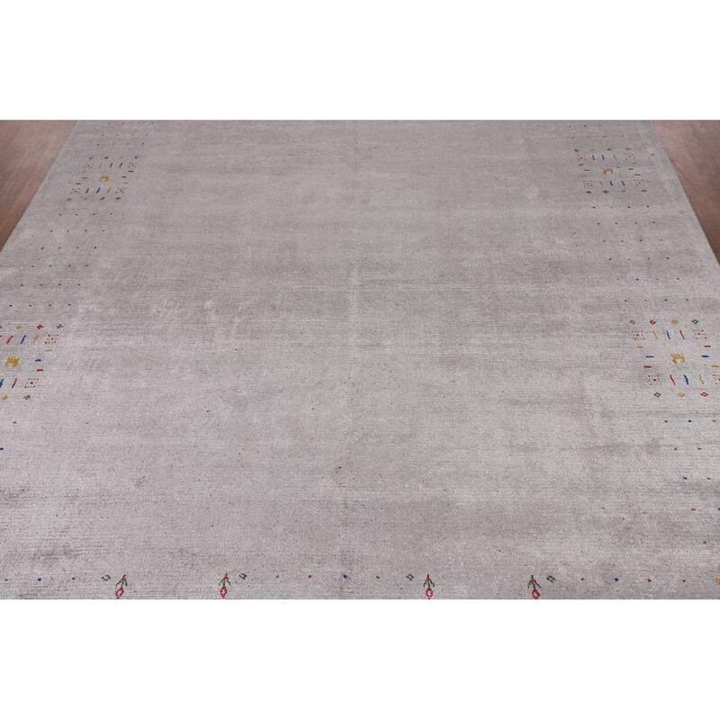 Tribal Gabbeh Oriental Area Rug Handmade Silk Carpet - 7'11" x 9'9"