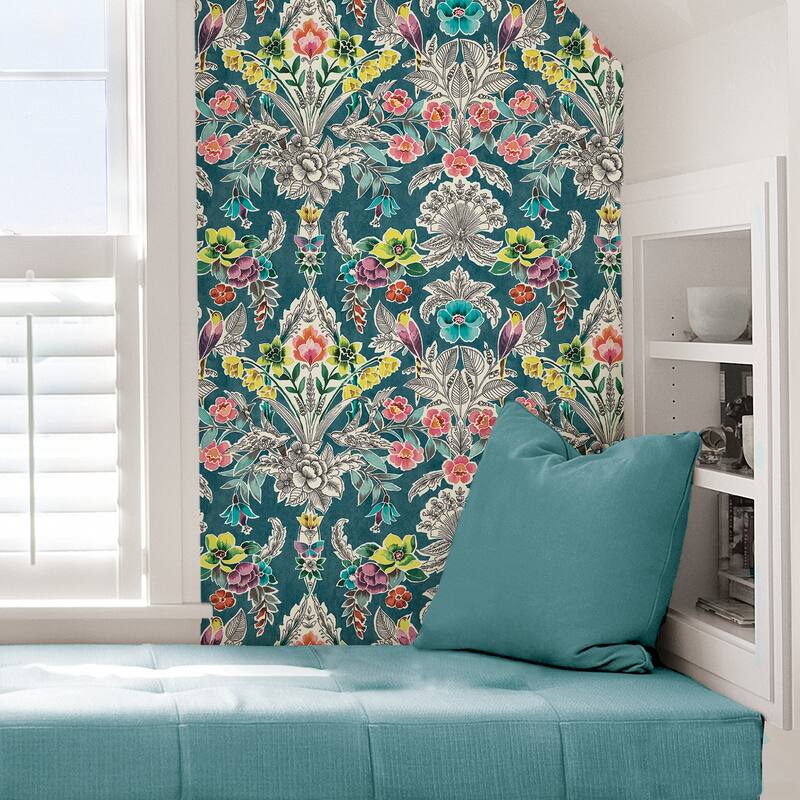 NuWallpaper Summer Love Teal Peel & Stick Wallpaper - 216in x 20.5in x 0.025in