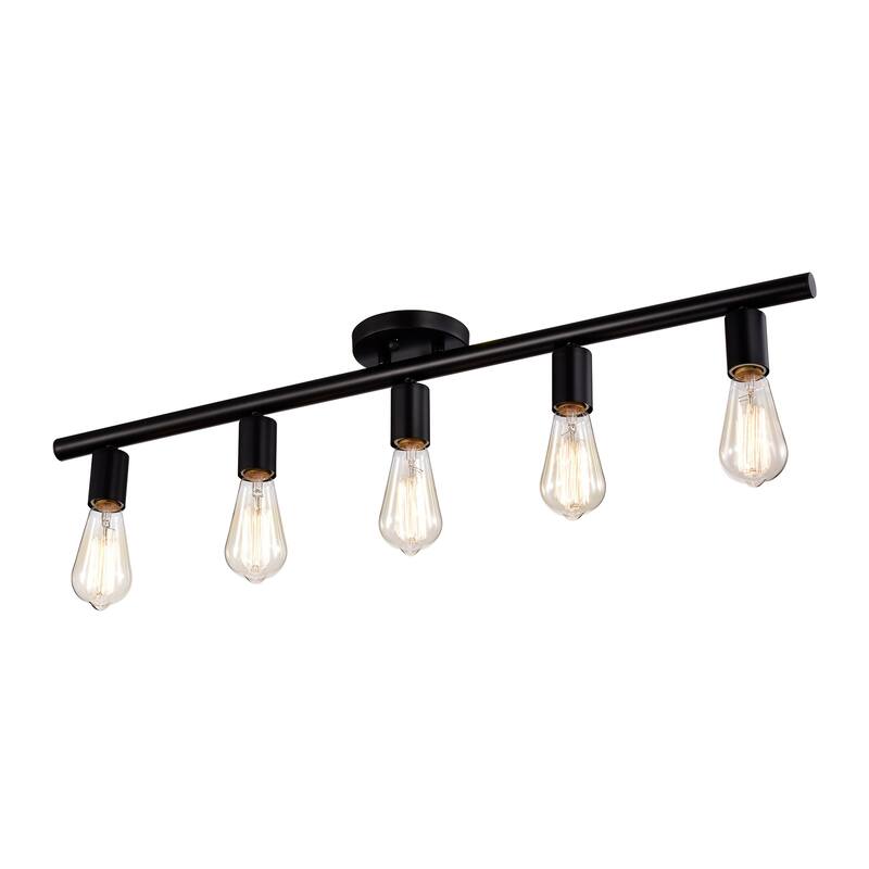 Emery Matte Black 5-Light Metal Linear Flush Mount