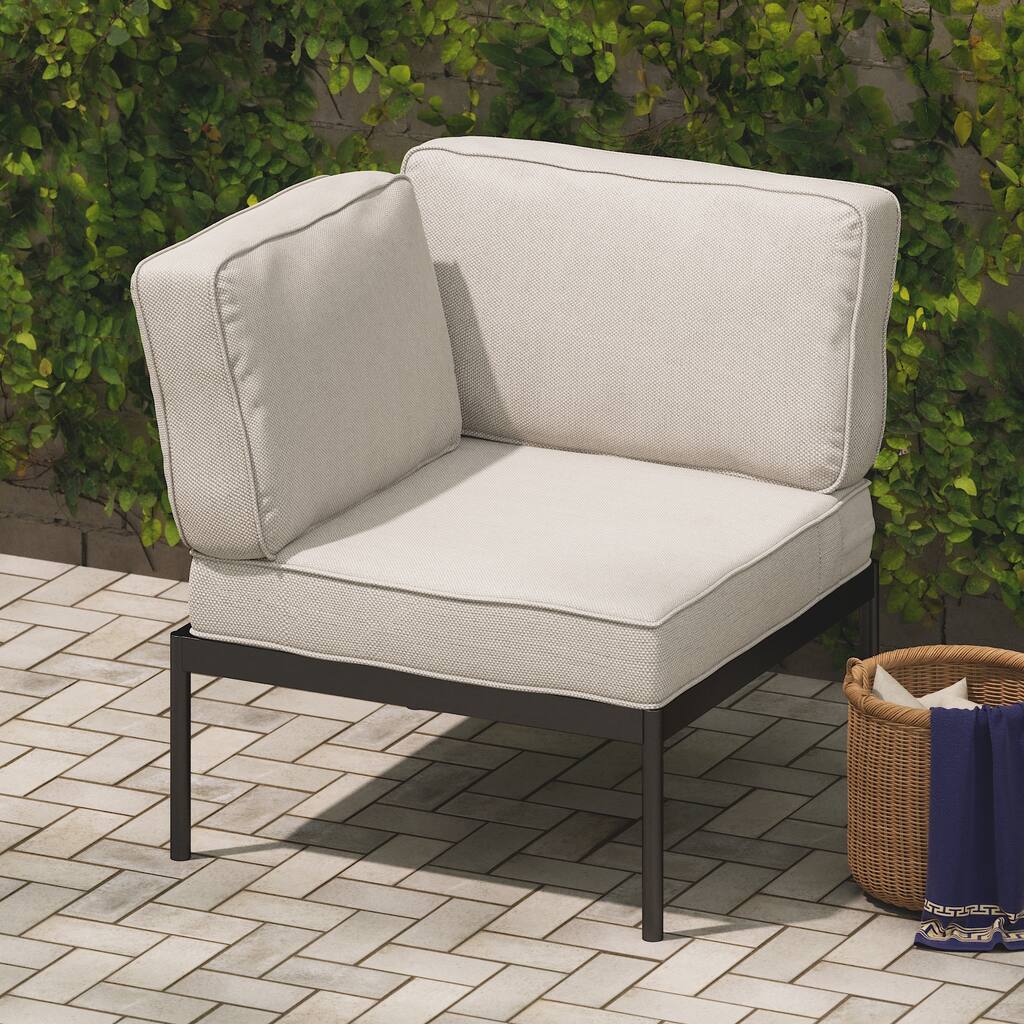 Priage by ZINUS Black Aluminum Outdoor Corner Seat with Cushions