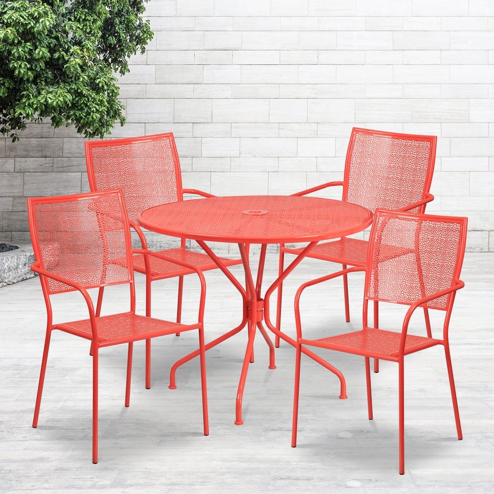 Steel 5-piece 35.25-inch Round Indoor-Outdoor Dining Set