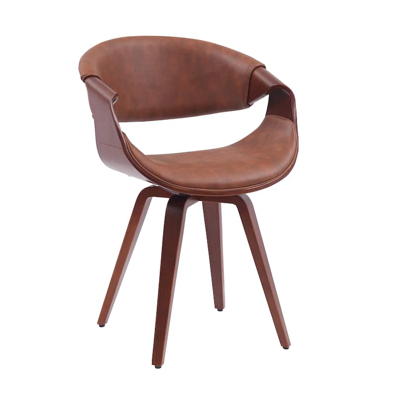 Porthos Home Drew Faux Leather Mid Century Dining Chair with Wooden Legs