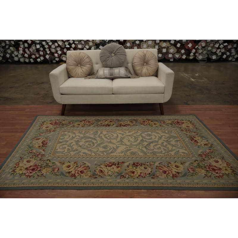 Hand Woven Oriental 100% Wool Carpet Traditional Floral Green Tabatabaei Area Rug - 7' 5'' X 4' 7''