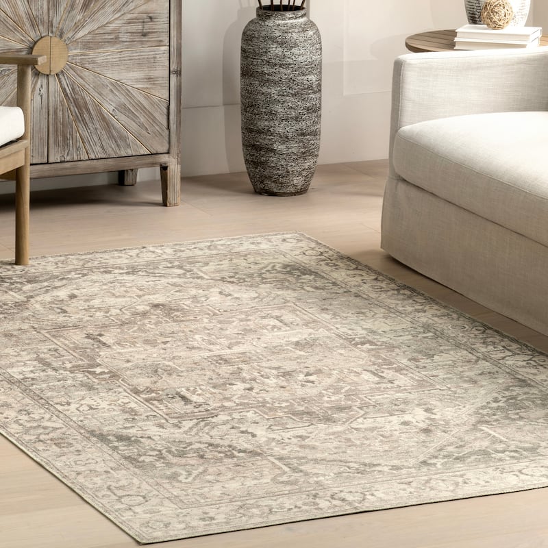 Nuloom Brielle SpinClean Machine Washable Vintage Medallion Area Rug