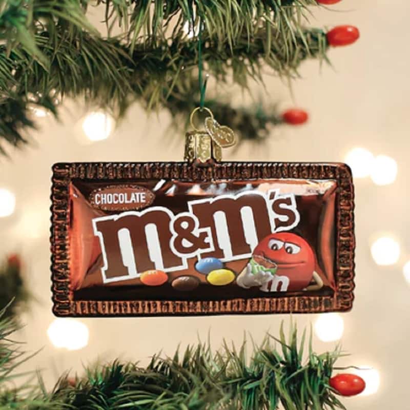 Old World Christmas M and Ms Chocolate Candy Christmas Holiday Ornament Glass - Multi