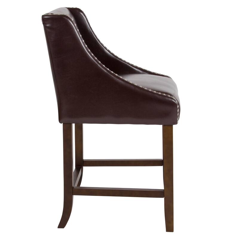 24-inch Transitional Curved Walnut Counter Height Stools (Set of 2) - 20"W x 22"D x 36"H