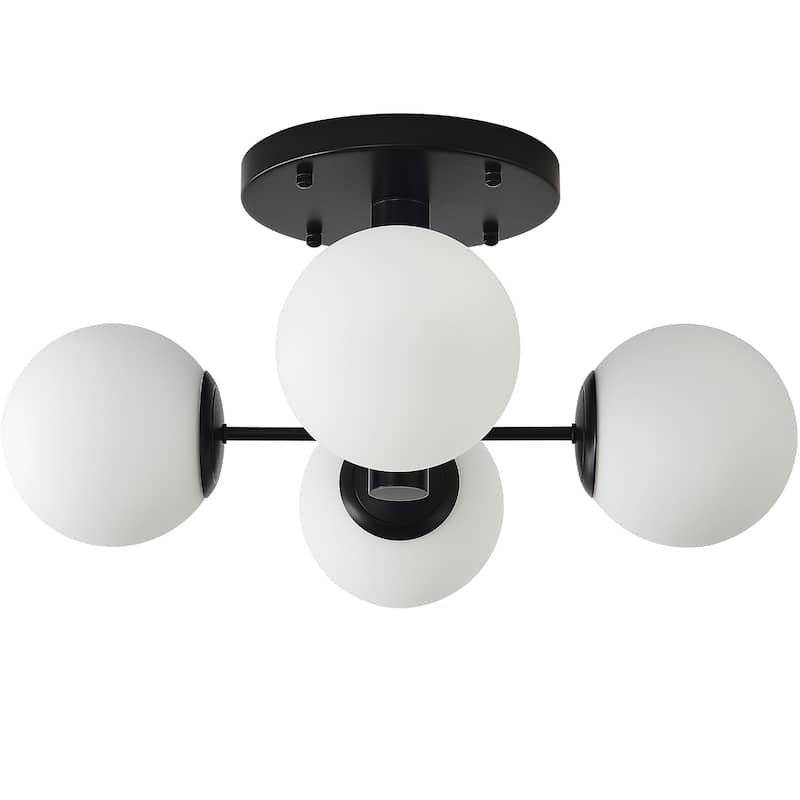 4 - Light Globe Black Metal Sputnik Semi Flush Mount Ceiling Light