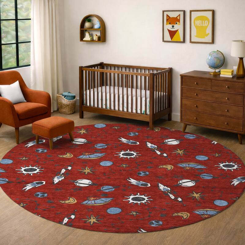 Machine Washable Indoor/ Outdoor Spaceship Chantille Rug