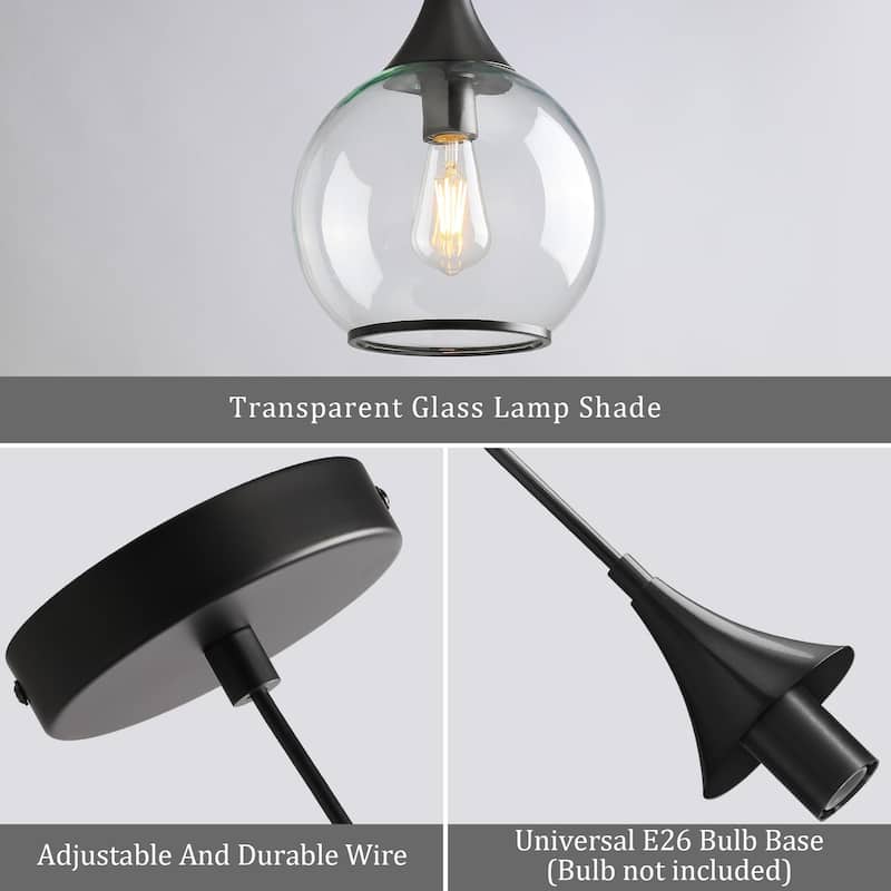 Modern Pendant Light Fixture Dimmable Kitchen Island Hanging Ceiling Lights with Glass Shade