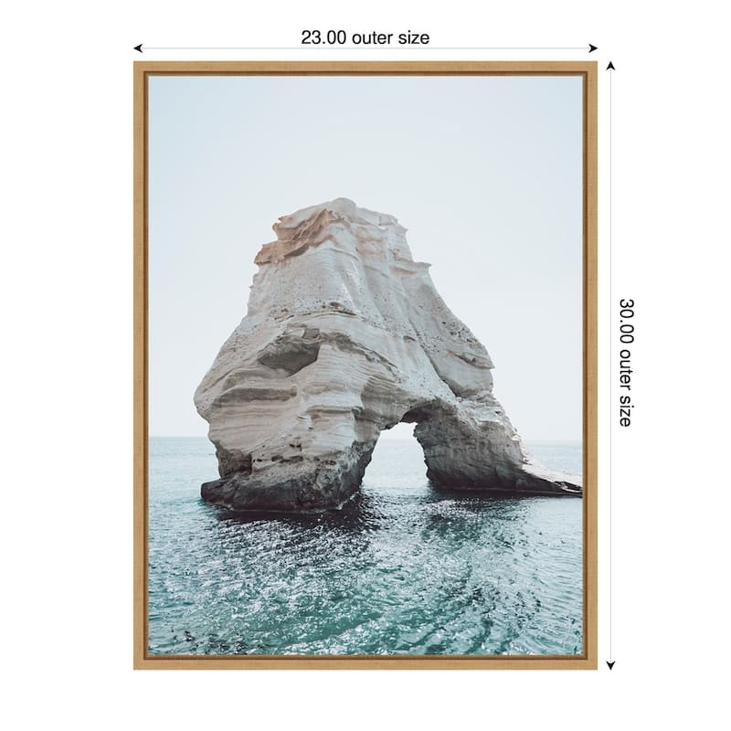 Rock of Solitude Milos by Bella Eve Framed Canvas Wall Art Print - Sylvie Natural - 23 x 30 in