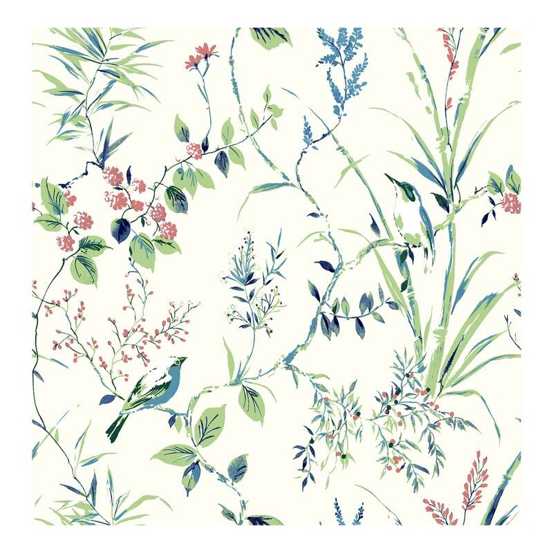 Brewster Mariko Green Botanical Wallpaper - 20.5 x 396 x 0.025