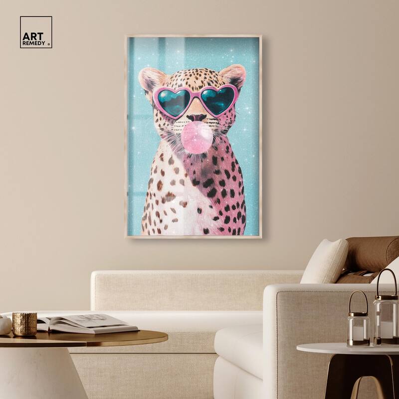 Pastel Cheetah Bubblegum Shadowbox by Art Remedy