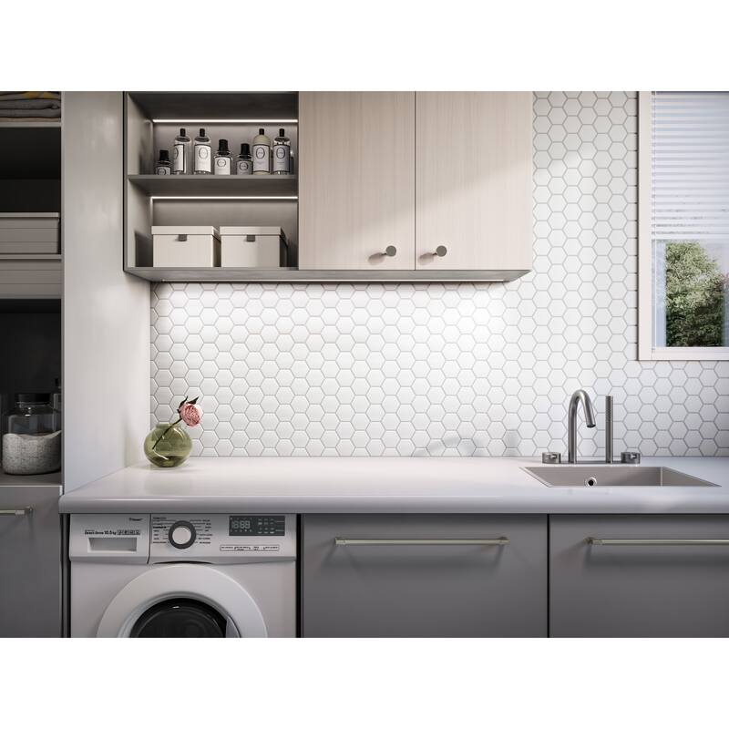 3" Beehive 10.25 in. x 11.75 in. Hexagon Glass Mesh-Mounted Mosaic Tile