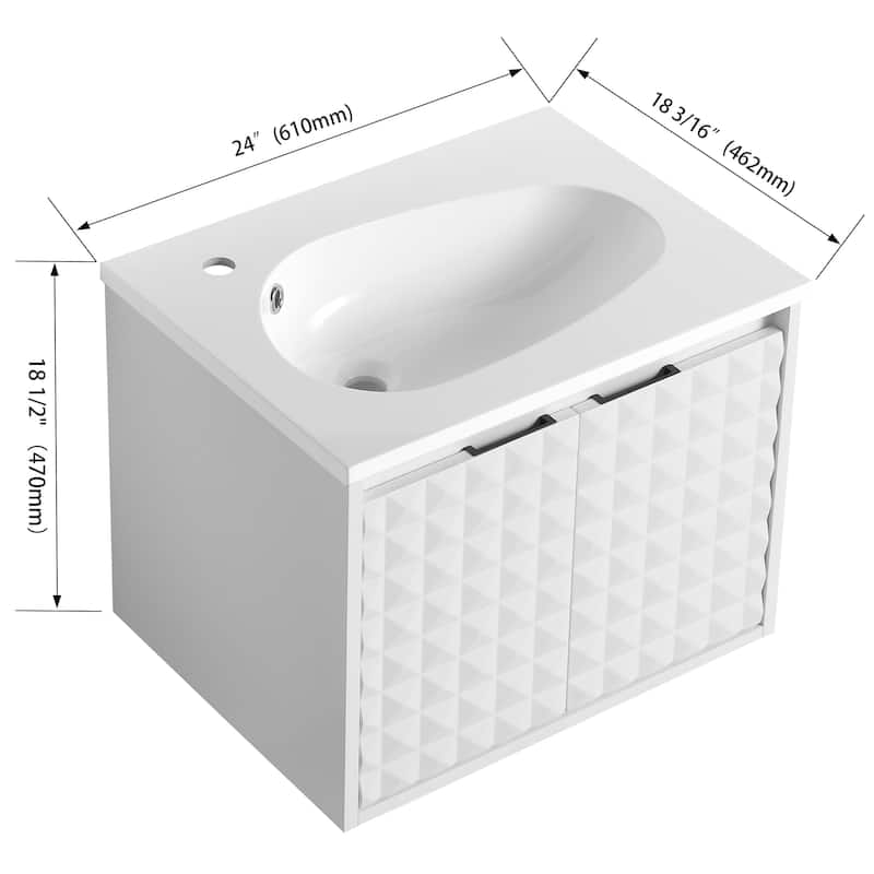 Bathroom Vanity With Sink In 24/30/36 Inch, Floating Bathroom Vanity With Soft Close Door