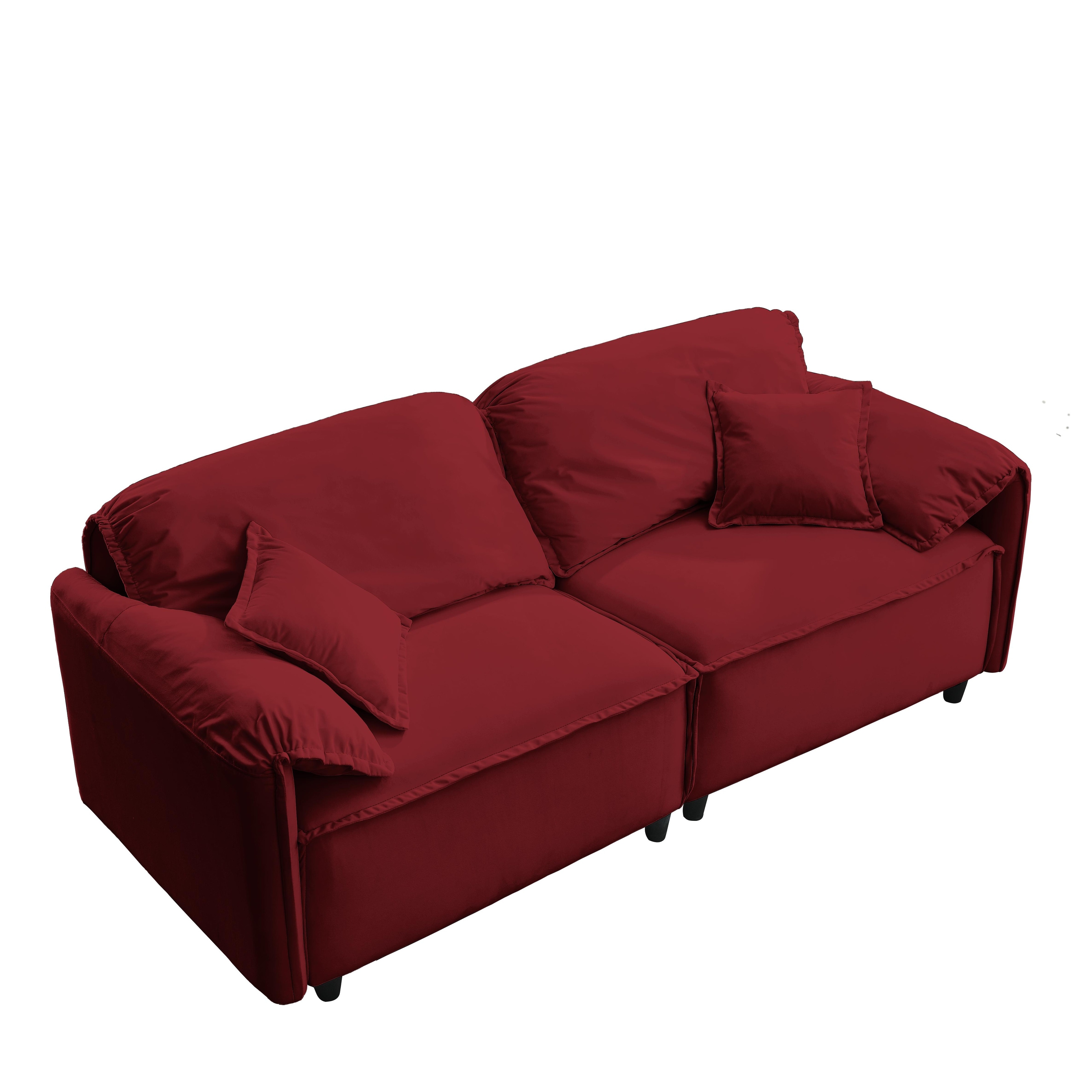 Red Luxury Chesterfield Loveseat Sofa Couch for Living Room Velvet - Main Image