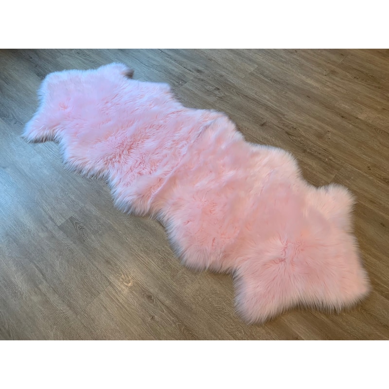Nansen Luxurious Faux Sheepskin 2-Pelt Shag Runner Rug - 2' x 6' - 2' x 6'