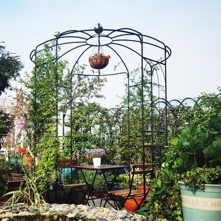 Metal Garden Arch Iron Arbor Trellis Birdcage Shape Pergola for Outdoor ...