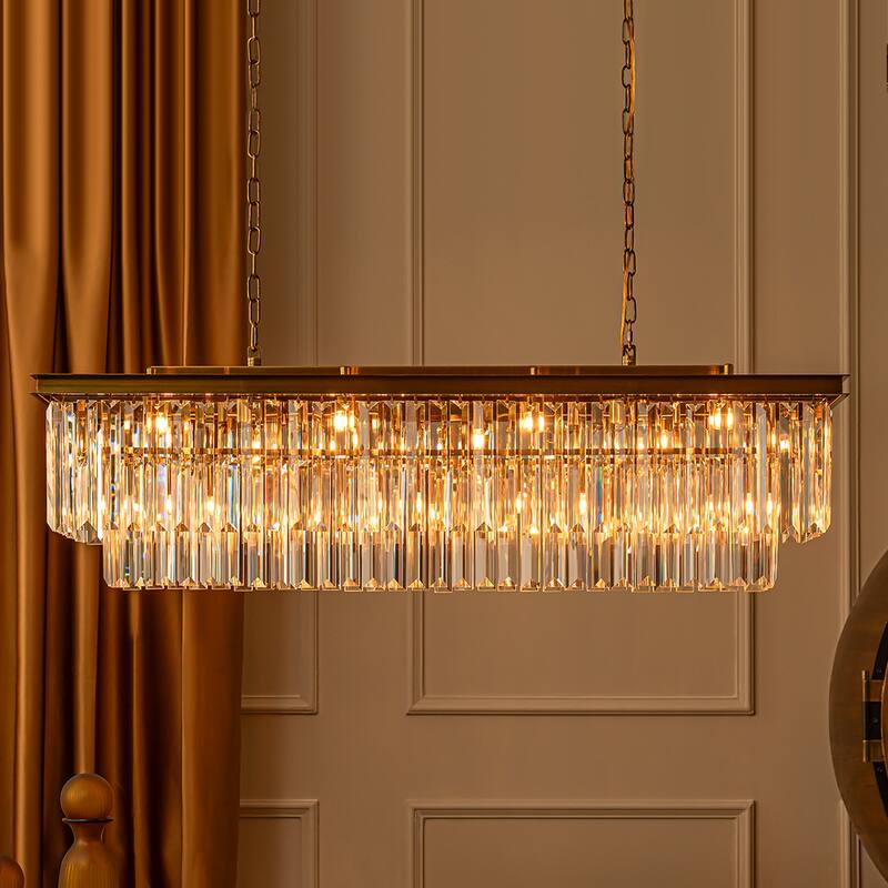 12-Light Glam Fringe Crystal Chandelier for Dining Room