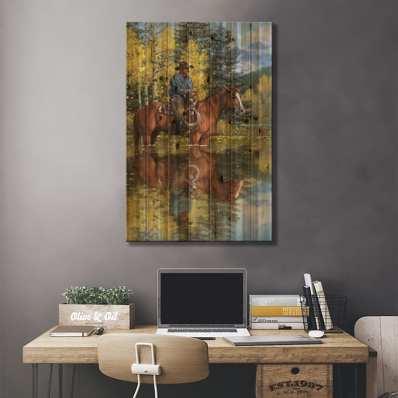 A Good Place to Stop and Reflect Print On Wood by Jack Sorenson - Multi-Color