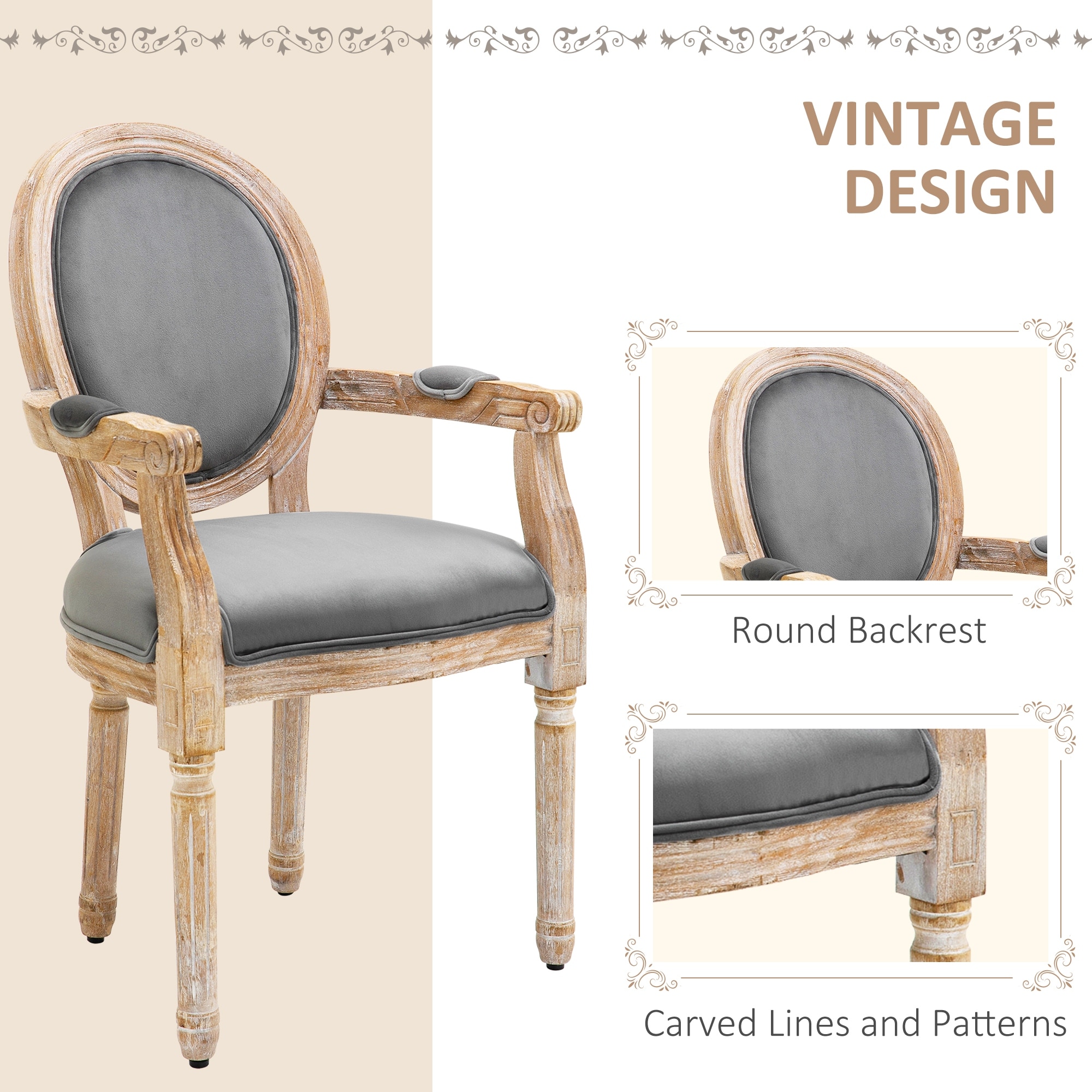 Vintage round top back chair