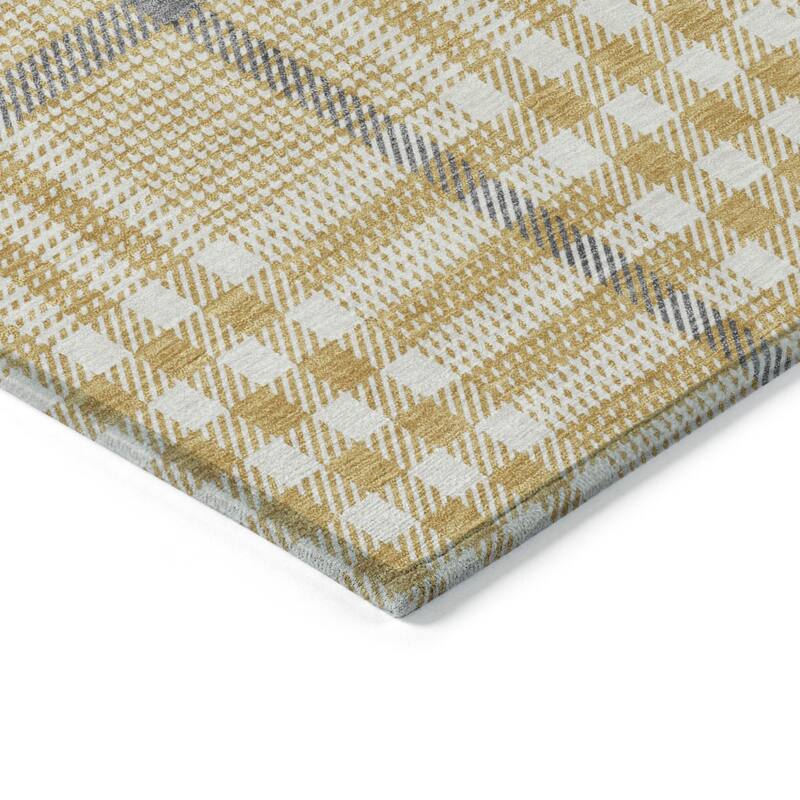 HomeRoots Plaid Transitional Rectangle Outdoor Rug