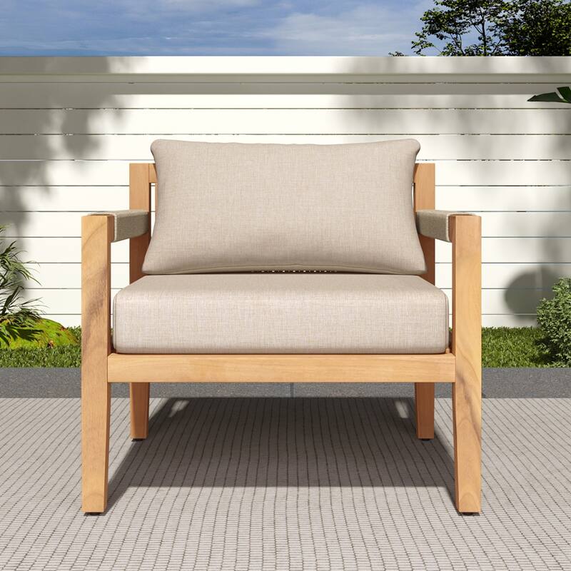 Christopher Knight Home - Modern Outdoor Acacia Wood Club Chair with Side Table