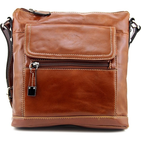Giani Bernini Glazed Leather Crossbody Women Leather Brown Messenger