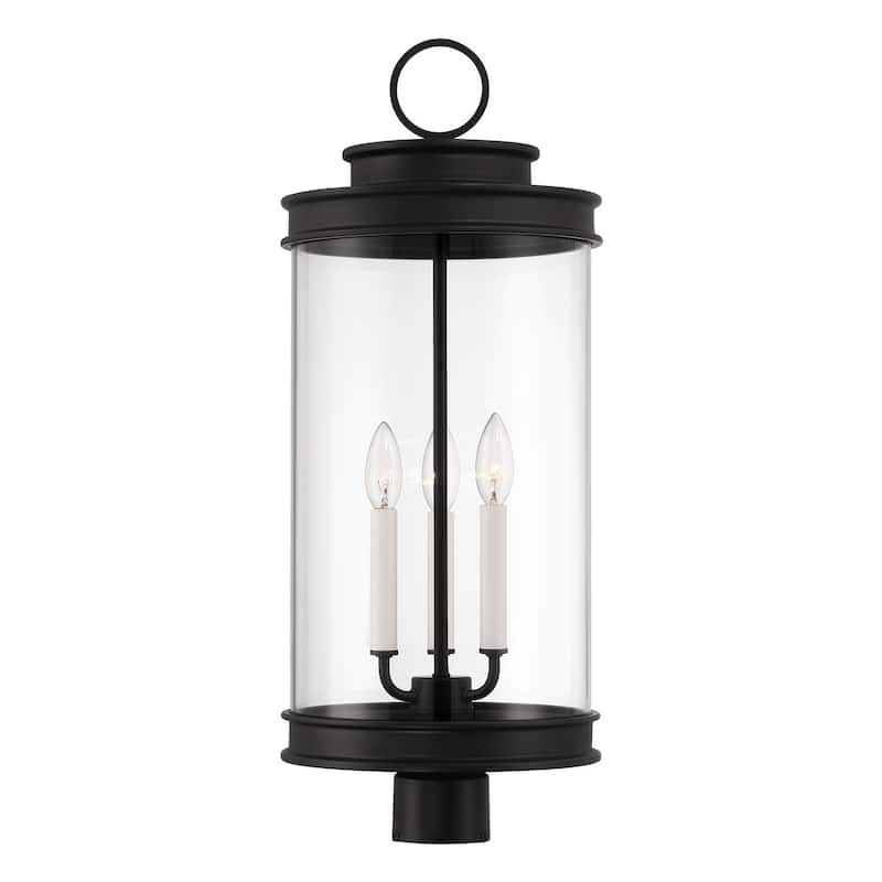 Englewood 3-Light Outdoor Post Lantern in Matte Black