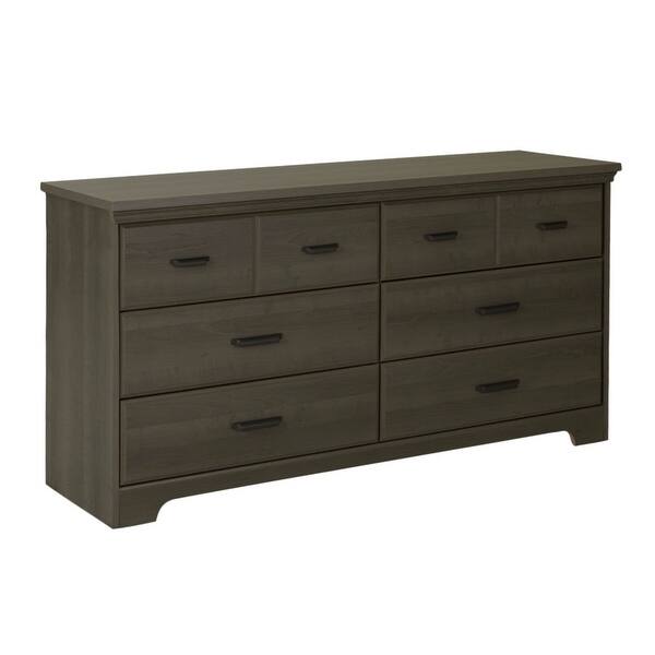 slide 2 of 2, Bedroom 6-Drawer Double Dresser Wardrobe Cabinet in Grey Maple Finish