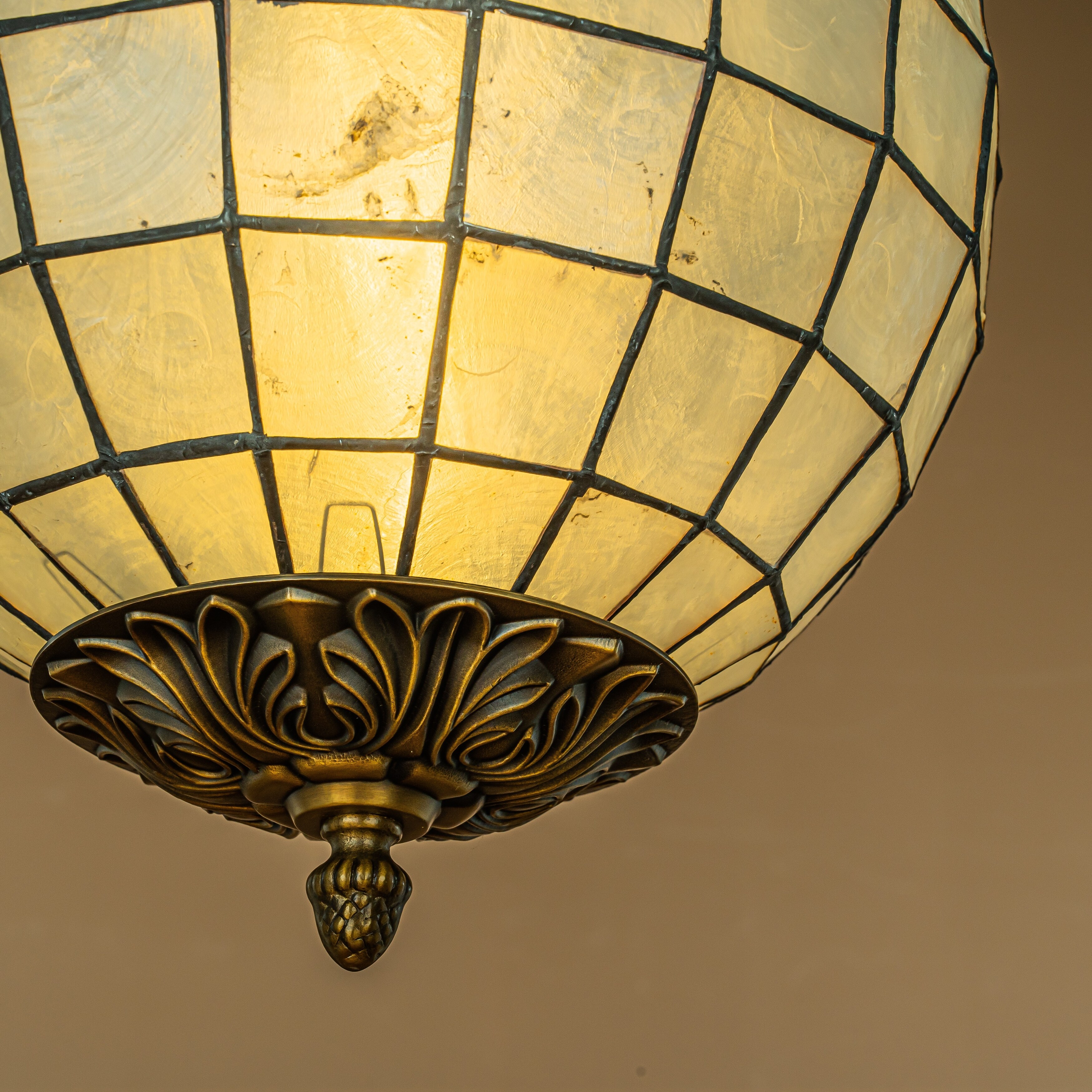 1 Light 12 Vintage Mid Century Natural Capiz Shell Chandelier Antique Brass French Country Hanging Pendant Light On Sale Bed Bath Beyond 39463144