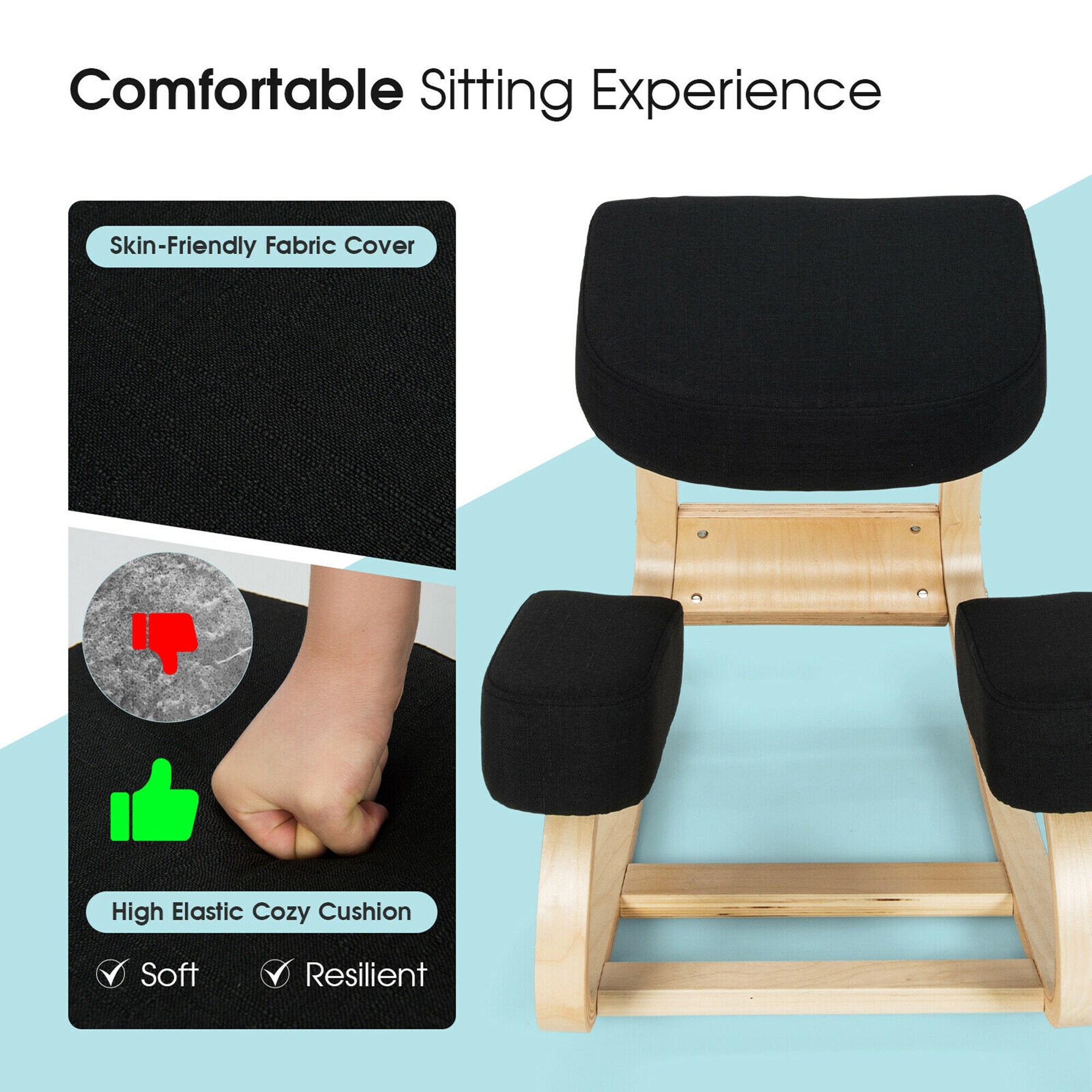 Gymax Ergonomic Kneeling Chair Rocking Stool Upright Posture