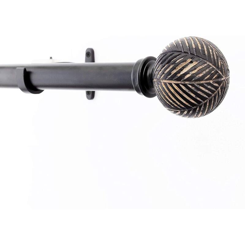 1 Inch Adjustable Black Curtain Rod for Windows & Doors Curtains with Moroccan Ball Finials & Brackets Set -By Deco Window