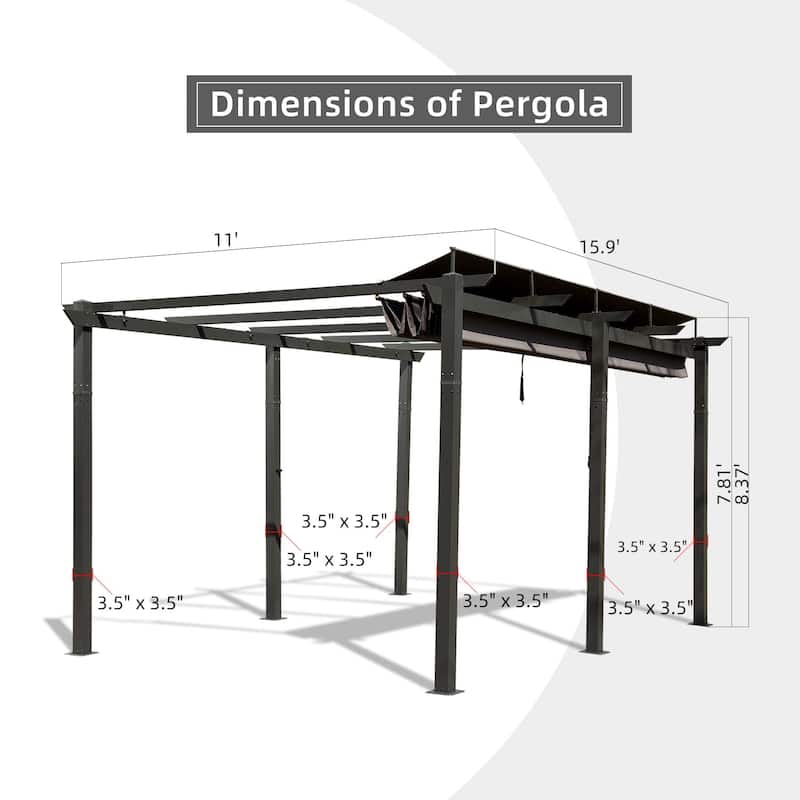 11 X 16 FT Outdoor Living Outdoor Retractable Pergola