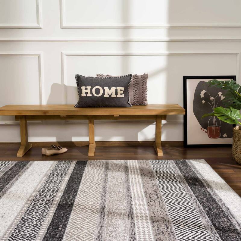 Hauteloom Middlestown Hallway, Kitchen Machine Washable Runner Rug - Black, Cream, Gray - 2'7" x 7'3"