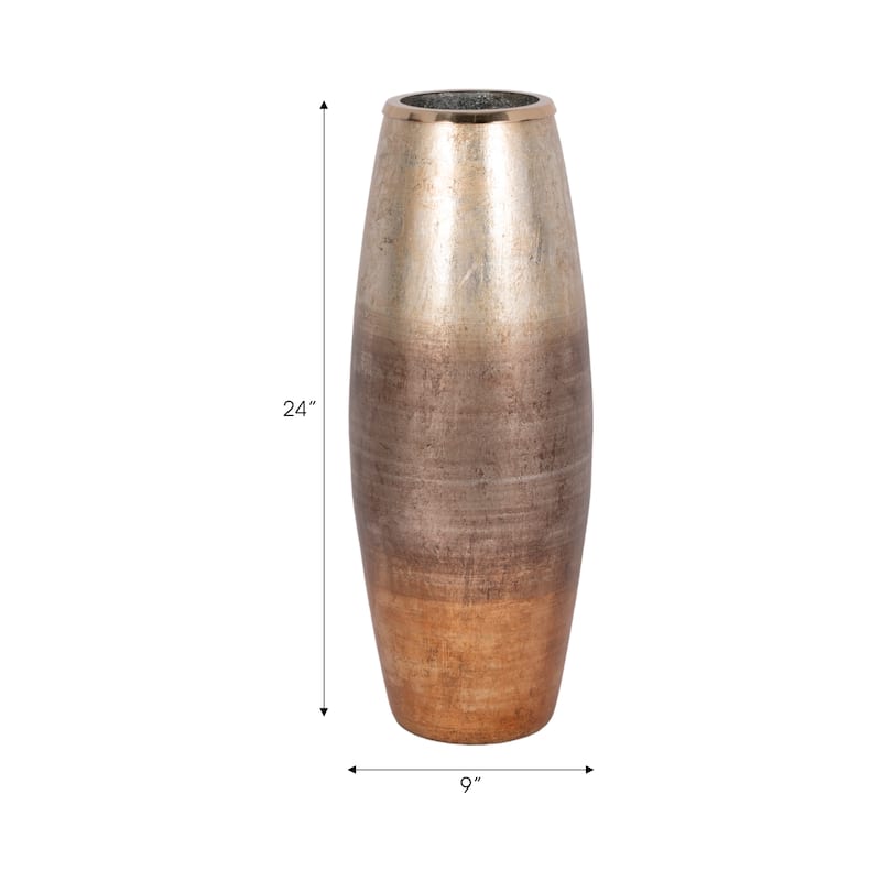 Sagebrook Home Curved Glass Vase, Glass/Metallic, Multi Finish, 17,24,31 Inch